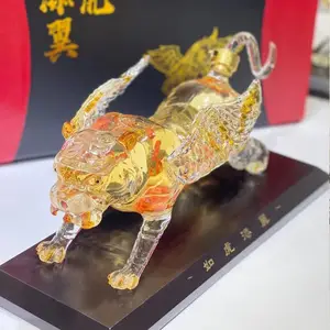 河间华企吹制玻璃酒瓶十二生肖老虎造型酒瓶工艺酒瓶创意高档酒瓶1000ml