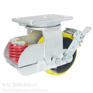 缓冲减震脚轮 铁芯聚氨酯弹簧减震脚轮 载重250-450kg