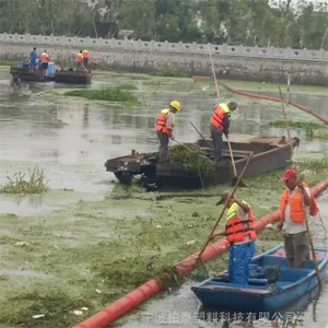 金华水库核心区拦船浮筒 ,藻类阻挡浮漂