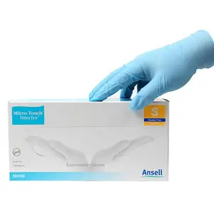 Ansell//安思尔 Micro-Touch NitraTex 4470 一次性丁腈手套 蓝色 卷边袖口 高舒适度