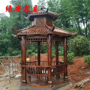 户外双层六角亭 圆顶凉亭 实木景观亭 中式休闲凉亭图片