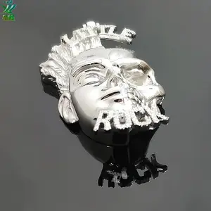 3D立体人脸面具项坠镶钻吊坠电镀24K金银饰品微镶皓石时尚项链