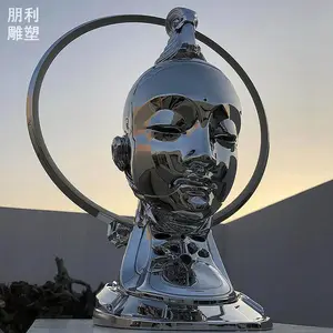 现代人头像雕塑定制-常用钛金人头像雕塑-几何类型