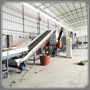 热洗片回收处理生产线 贴标瓶脱标粉碎设备 矿泉水瓶粉碎清洗机器