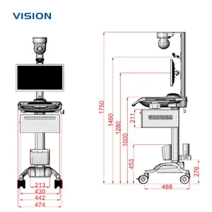 远程会诊推车智能升降 VISION 23071| 双屏摄像头查房车|OEM/ODM定制