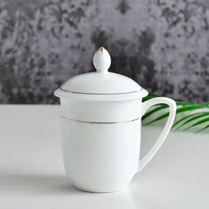 唯奥陶瓷厂家供应骨质瓷盖杯 办公室茶杯 定制陶瓷商务礼品会议杯