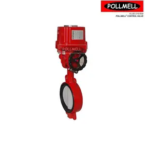 pollmell 北麦 D971X-16电动对夹蝶阀 法兰 软密封 球铁开关 调节 防爆