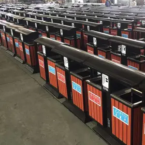 黑龙江哈尔滨户外不锈钢垃圾桶 防腐木垃圾桶厂家