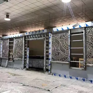 钢敬城雕刻玄关铝屏风激光不锈钢屏风金属制品