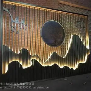轻奢入户不锈钢中式镂空隔断玄关简约现代餐厅装饰网红客厅屏风墙