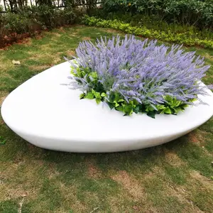 玻璃钢花盆户外园林景观半椭圆形树池坐凳绿植装饰品摆件