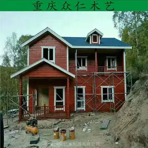 南川实木乡村现代别墅 防腐木传统木房子施工安装 众仁木艺