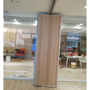 无地轨设计活动屏风移动隔断墙|可360度旋转三聚氰胺板吊轨折叠隔断门