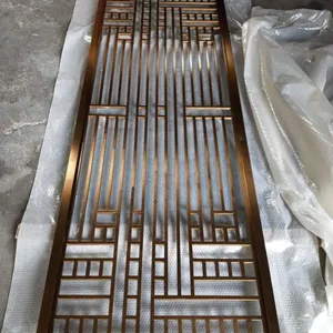 客厅金属隔断 玄关不锈钢屏风装饰镂空雕花花格