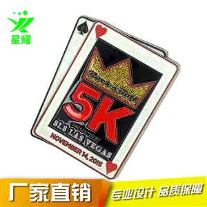 扑克牌金属徽章 创意烤漆个性纪念币定制 企业logo胸牌奖章