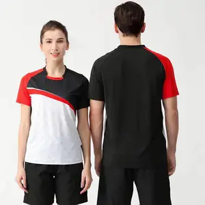 跨境羽毛球服套装男女款圆领夏短袖乒乓球服网球服运动服定制印字