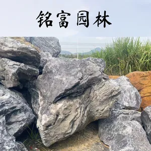 广 东黑山石景观石 花园置石水景石 园林造景吨位现 货供 应