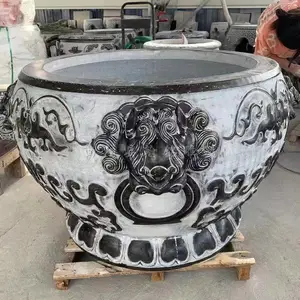 青石雕鱼缸仿古鱼缸庭院花盆荷花缸石头水缸家用养鱼老石槽别墅池