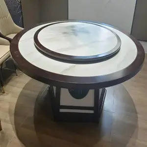 岩板电动餐桌流行品牌自动旋转餐桌岩板大圆桌定做电话酒店家具大全