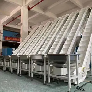 白色模块网带爬坡输送机 果蔬清洗 PU 皮带输送机 食品厂专用输送设备