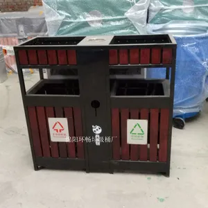 崇州防腐木垃圾桶厂家 实木装饰果皮箱 环畅桶业专业供应成都周边垃圾桶