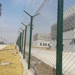 机场围界用料金属网,钢筋网,钢板网,新型铝包塑勾花网飞机场物理围界墙