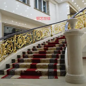 铜艺楼梯扶手护栏设计 _铜铝电镀楼梯扶手_铜楼梯_铜扶手
