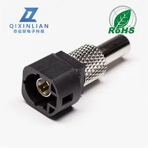 压接式HSD公头 黑色塑胶外壳压接RG316/174同轴线缆PIN针镀金