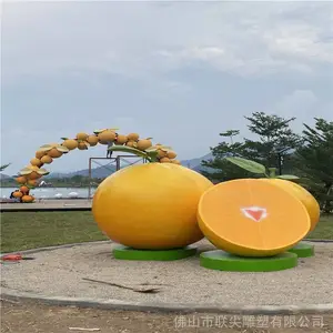 厂家玻璃钢植物雕塑产品 仿真玻璃钢水果盆栽雕塑定制