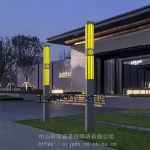 广东路灯小区方形庭院灯3米不锈钢仿云石高杆灯园林绿化工程景观灯定制