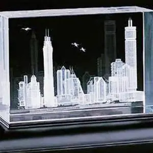 耐智夹胶水晶内雕玻璃 3D激光变光玻璃 节能环保 内雕图案工艺玻璃