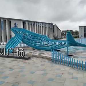 大型不锈钢雕塑抽象不锈钢雕塑不锈钢镂空鲸鱼雕塑