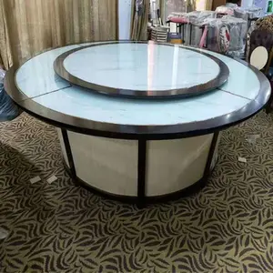 孝感电动餐桌 自动转盘桌厂家 酒店家具大全 流行实木包边岩板餐桌定做电话