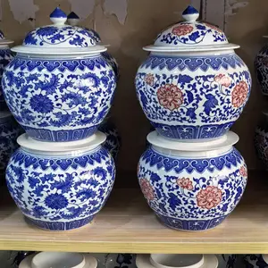 青花瓷罐子坛子定做工厂 可装茶叶罐 红枣 猪肉脯干货储物中药罐