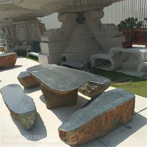 厂家直销石雕自然石桌椅庭院户外景观装饰家用休闲摆件石桌石凳