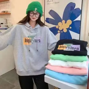 供货东北女士冬季卡通印花加绒加厚保暖卫衣 休闲大码韩版宽松时尚卫衣