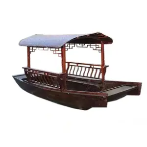 桂满陇款绿茶餐厅特色餐饮船仿古木船厂家定制免费安装含桌椅配件
