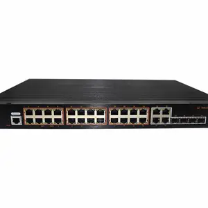 24口管理型千兆以太网L3+交换机,24x千兆 RJ45,4x10G SFP+ 上行链路,可堆叠