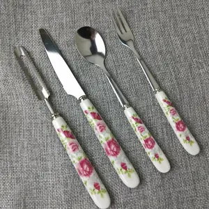 11公分精品陶瓷柄短小不锈钢蜂蜜.药勺