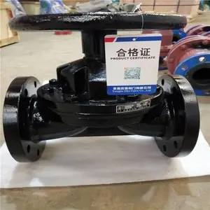 黑色衬胶手动铸铁隔膜阀 G41J-10 DN250 国标塔堰式内全衬三元乙丙橡胶隔膜阀