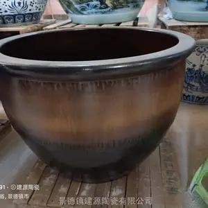 青花瓷陶瓷泡澡缸 定做陶瓷大水缸一米1.2米 定制温泉洗浴大缸
