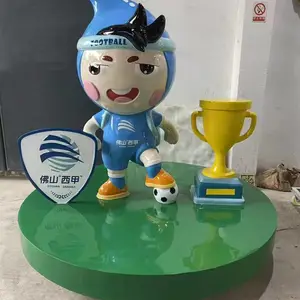 足球运动卡通吉祥物玻璃钢雕塑活泼动感可爱