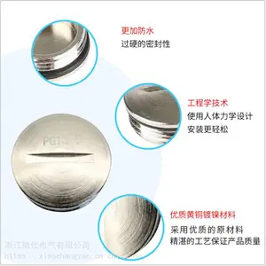 厂家批发金属防水堵头密封圆形闷盖箱柜孔塞黄铜镀镍配橡胶圈六角螺丝
