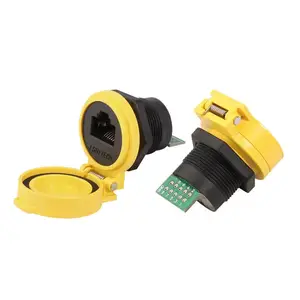 LSHITECH龙仕 RJ45防水带盖连接器 抗振动 工业自动化网络连接优选