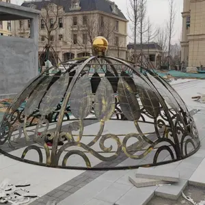 铁艺欧式穹顶铸铁凉亭帽不锈钢镂空花型亭子帽公园小区景观亭顶盖宝顶圆亭grc构件