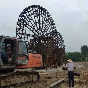 湖北户外别墅庭院水车古代仿古水车规格脚蹬脚踏子母水车厂家定做加工