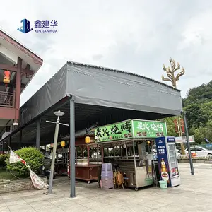 室外空地搭建钢立柱电动伸缩雨棚 移动式仓库推拉棚天 津本地厂家