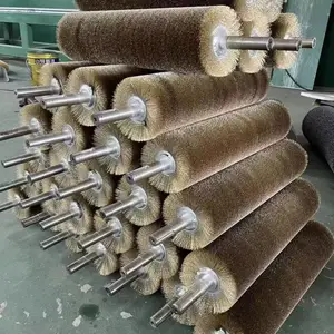 钢丝缠绕刷辊钢丝辊不锈钢丝耐磨尼龙丝滚刷抛光除锈磨料刷毛刷辊