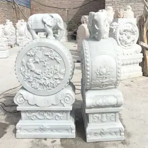 汉白玉门墩 汉白玉石鼓 汉白玉抱鼓石一对