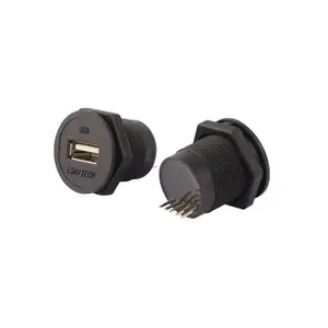 LSHITECH龙仕 厚面板安装USB母座延长线 M22.5面板开孔